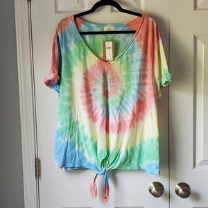 Anthropologie Darya Tie-Front Tee Tie Dye